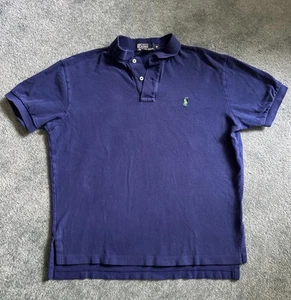 Polo Ralph Lauren Men’s Crew Neck Navy Collared Shirt Size Medium - Picture 1 of 8