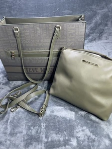 Steve Madden Womens Blivia Olive Stripe Handbag Tote + Purse Crossbody NWT New - Picture 1 of 8