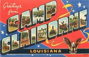 CAMP CLAIBORNE, LA Base Militar LINO PC AÑOS 40 CARTA GRANDE LINO de Teich. - Imagen 1 de 2