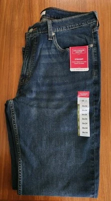 Levi Strauss Signature Men's 36x34 Straight Fit Jeans DARK WASH BLUE Flex #53525 - Image 1 of 4