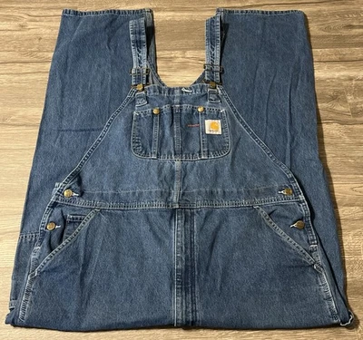 Carhartt Vintage R07 Washed Denim Unlined Jean Bib Overalls Size 40x32 (42x32) - Image 1 of 4