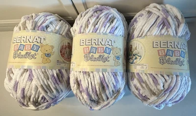 Bernat Baby Blanket Yarn Super Bulky 10.5oz Purple Gray Lilac Dove 3 Skeins - Image 1 of 4
