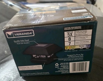 1 PACK - 4 in. x 4 in. Black Solar-Powered Post Cap Light for Deck or Fence  - Image 1 of 4