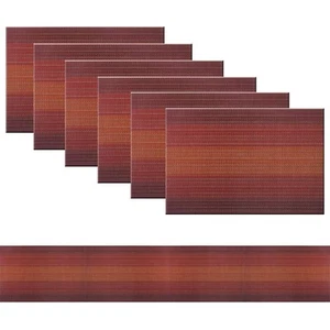 Placemats Set of 6 and Table Runner,Heat Resistant Vinyl Woven Washable Table... - Picture 1 of 6