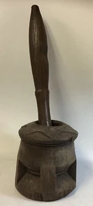 Mortero ceremonial y mazo tribal africano tallado a mano a gran escala - Imagen 1 de 13