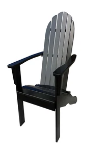 Adirondack Chair Classic Outdoor Slat Back Contoured Seat Durable Wood Black - Picture 1 of 7
