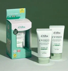 D'ALBA Waterfull UV Essence Tone-Up Sun Cream Green Correcting 50ml + 50ml Set - Picture 1 of 4