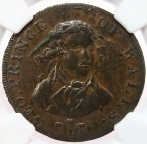 1790s GREAT BRITAIN 1/2 PENNY PRINCE OF WALES LANCASTER NGC AU 55 BN D&H 952A - Picture 1 of 3