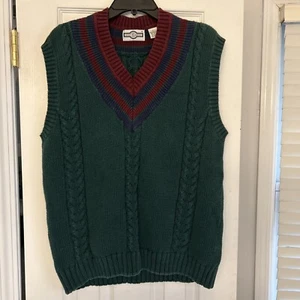 Chaleco Suéter Gulf Traders Para Hombre Grande Verde Abuelo Tejido con Cable - Imagen 1 de 14
