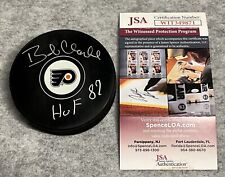 Bobby Clarke Signed Flyers Logo Puck with HOF Inscription