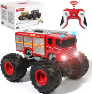 Remote Control Monster Truck - 1:18 Scale RC Fire Truck, 2.4Ghz Big Wheel School - Picture 1 of 12