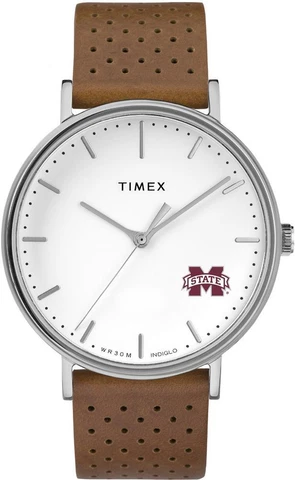 Womens Timex Mississippi State Bulldogs Watch Bright Whites Leather Cover