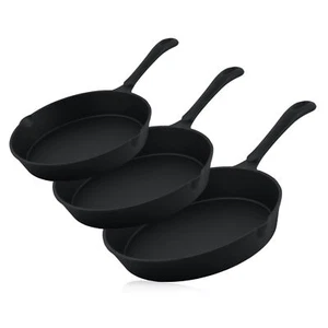 BBQ-Toro Ultimate PRO3+ Pfannen Set, 3-teilig, Gusseisen Bratpfanne, Steakpfanne - Bild 1 von 10