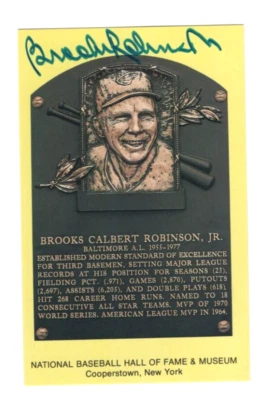 Brooks Robinson Baseball Hall of Fame Autographed Postcard Plaque - Image 1 of 2