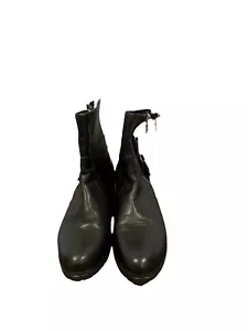 Charles David schwarze Lederstiefel mit Kampfschnalle Italien Gr.10 neu mit Etikett - Bild 1 von 6