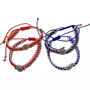 Amulett Kreis Evil Eye Gold Silber Farben Kette Rot Blau Schnur Armband - Bild 1 von 5