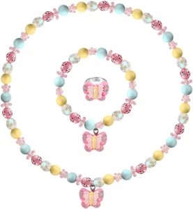 Butterfly Stretch Necklace Little Girl Toddler Necklace Bracelet Set, Little Pri - Picture 1 of 4