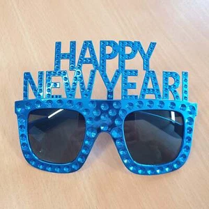 BLUE Happy New Year Diamante Party Sunglasses - NYE 2023 Party Fashion - FREE PO - Picture 1 of 16