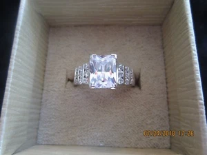 4.66 CTW BELLA LUCE (R)  RHODIUM PLATED STERLING SILVER  RING ~ SIZE 8 ~NIB - Picture 1 of 7