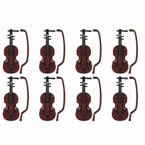 Set 8 Mendini Violino Giocattolo Casa delle Bambole Miniatura Artigianato Bambino Bimbo - Foto 1 di 12
