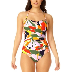 Costume da bagno intero Anne Cole Twist con scollatura frontale, Palm Party 12 nuovo con etichette - Foto 1 di 5