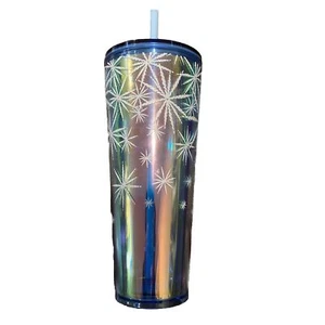 Starbucks Christmas Holiday 2023 Textured Snowflakes Blue Venti Cold Cup Tumbler - Picture 1 of 6