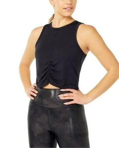 Cycle House by Marika Rouched Cropped Tank Top Black Womens US XL NWT - Picture 1 of 6