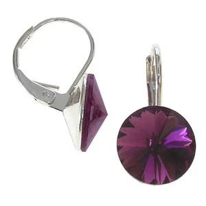 8mm Ohrringe mit Swarovski Elements Kristall in der Farbe Amethyst Violett - Picture 1 of 1
