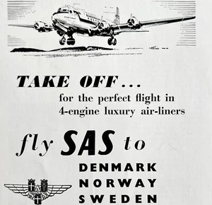 Scandinavian Airlines System SAS 1952 Advertisement UK Import Aviation DWII8 - Picture 1 of 2