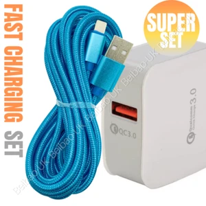 For iPhone 13 12 11 8 iPad 10Ft Wall Charger Cable + QC3.0 Quick USB Fast Charge - Picture 1 of 15
