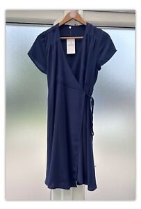 NEW MARKS & SPENCER MATERNITY & BEYOND NWT Blue Chiffon Wrap Dress Size 8