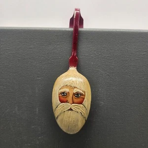 Cucchiaio piegato volto di Babbo Natale dipinto stravagante ornamento vintage - Foto 1 di 6