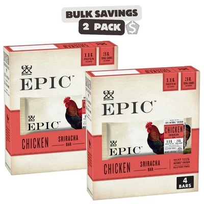 Paquete de 2 - Barritas de Proteína EPIC, Pollo Sriracha, Keto y Paleo Friendly, 1.3 OZ, 4 Foto 1 de 4