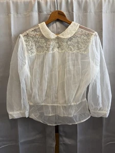 Debcraft 50er Jahre transparente Nylonbluse mit Strassdetails zarte Details - Bild 1 von 9