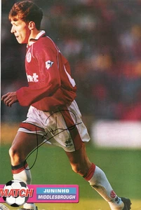 MIDDLESBROUG: JUNINHO SIGNED A4 (12x8) MAGAZINE PICTURE+COA - Picture 1 of 1