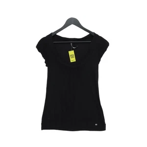 River Island Damen Top UK 8 Schwarz 100% Viskose Kurzarm Rundhals Basic - Bild 1 von 5
