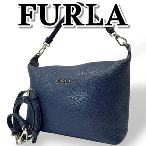Furla Blue Leather 2-Way Crossbody Shoulder Bag Authentic Excellent Condition - Picture 1 of 16