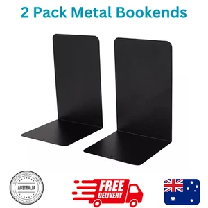 1 Pair Heavy Duty Metal Bookends Decorative Book Ends Office Stationery Hold - Picture 1 of 7