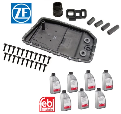 OEM Transmission Oil Pan Adapter Tube Sleeve Bolt + 7L ATF Fluid Kit for BMW Foto 1 de 2