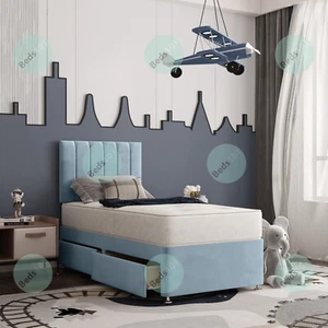 BRAND NEW KIDS DIVAN BED WITH STORAGE - DIVAN BASE - MATTRESS - HEADBOARD - Picture 1 of 44