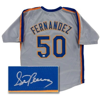 Camiseta de béisbol gris personalizada firmada por Sid Fernández (JSA COA) de los Mets de Nueva York Foto 1 de 4