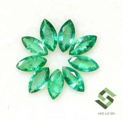 Lote de 09 piezas de piedras preciosas sueltas sin tratar de corte marquesa esmeralda natural de 6x3 mm 1,66 CTS Foto 1 de 4