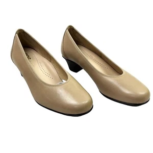 SAS Milano Pump Crema Tan Beige Leather Slip On Heels Pumps Sz 9.5 WW Wide width - Picture 1 of 11