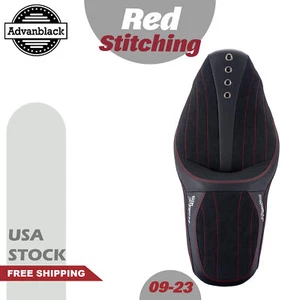 "SIK Baggers" Red Stitching Seat Fits 2009-2023 Harley Touring by Advanblack - Foto 1 di 12