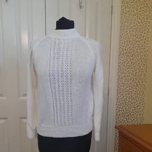 Vintage Handknit Acrylic Jumper Unworn Size 12 Medium Pristine White - Picture 1 of 6