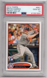 2012 Topps Bryce Harper Blue Helmet Front Leg Up Rookie Card #661 PSA 10