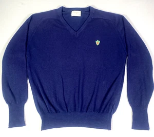 Vintage Hogan Sweatshirt Herren groß blau Orlon Acryl V-Nevk Pullover 80er USA - Bild 1 von 15