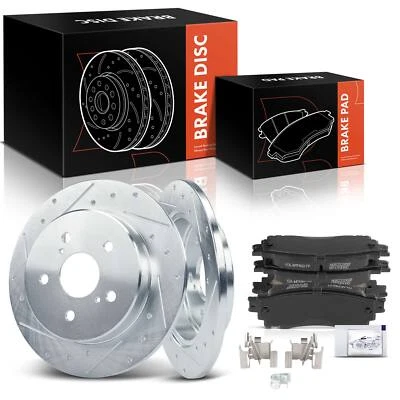 Drilled Brake Rotors &Ceramic Brake Pads for Lexus ES250 2021-2022 Toyota Rear - Image 1 of 4