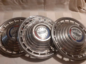 Set of 3 Vintage 1963 FORD PASSENGER CHROME hubcaps, 14", GALAXIE - Picture 1 of 3