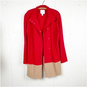 Women's Mercer & Madison Red & Beige 100% Wool Coat Size Medium - Picture 1 of 8